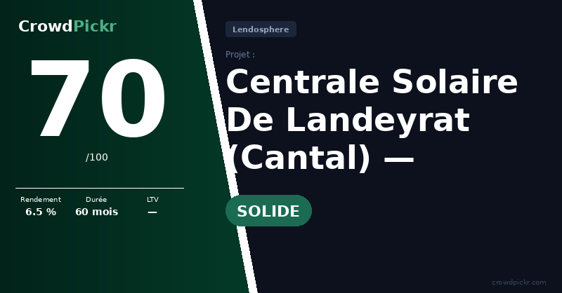 Score card — Centrale Solaire de Landeyrat (Cantal) — JLT Energy 14