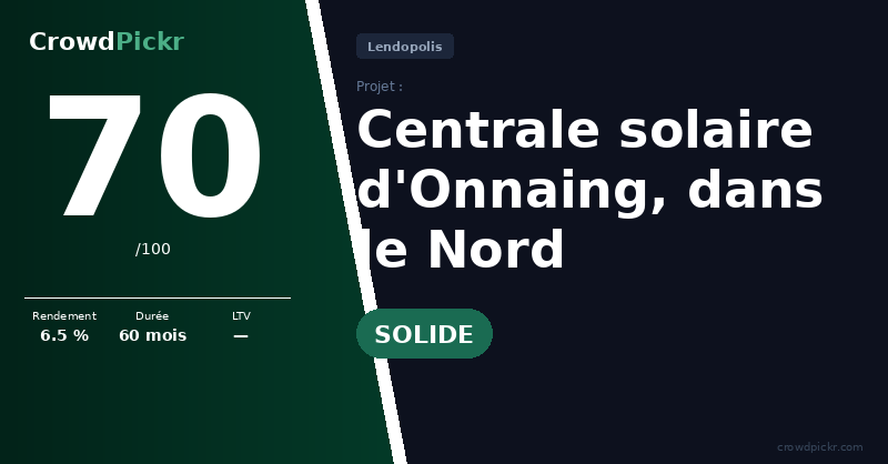 Score card — Centrale solaire d'Onnaing, dans le Nord — JLT Energy 14