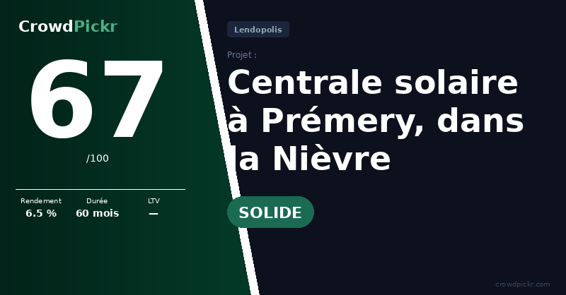 Score card — Centrale solaire à Prémery, dans la Nièvre — JLT Energy 14