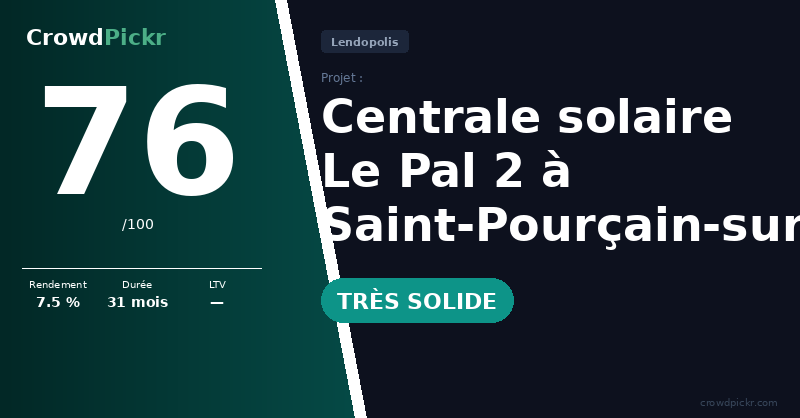 Score card — Centrale solaire Le Pal 2 à Saint-Pourçain-sur-Besbre