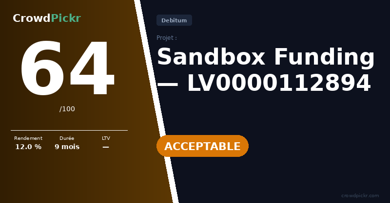 Score card — Sandbox Funding — LV0000112894