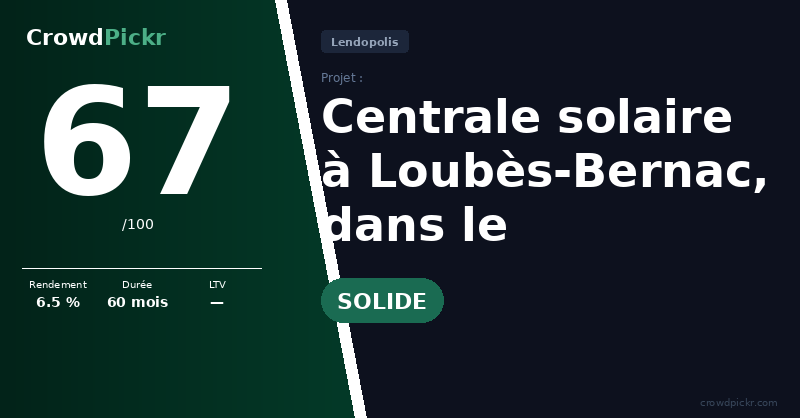 Score card — Centrale solaire à Loubès-Bernac, dans le Lot-et-Garonne