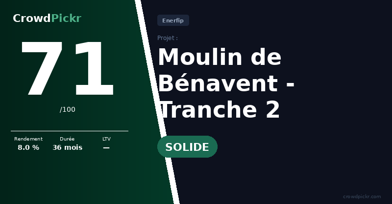 Score card — Moulin de Bénavant - Tranche 2