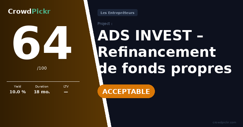 Score card — ADS INVEST — Refinancement de fonds propres apportés dans une SCI patrimoniale