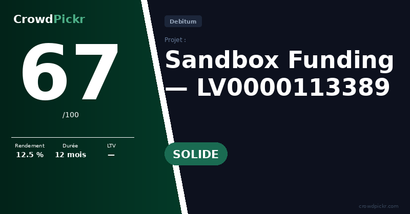 Score card — Sandbox Funding — LV0000113389