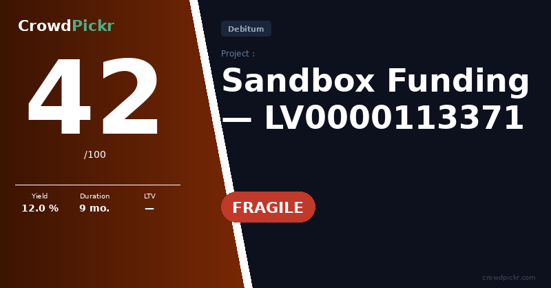 Score card — Sandbox Funding — LV0000113371