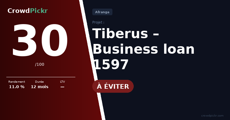 Score card — Business loan 1597 – Tiberus (#205174291 – 10001597)