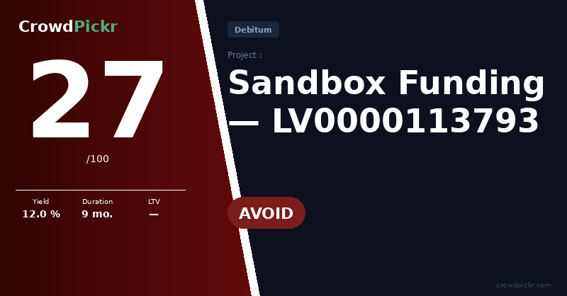 Score card — Sandbox Funding — LV0000113793