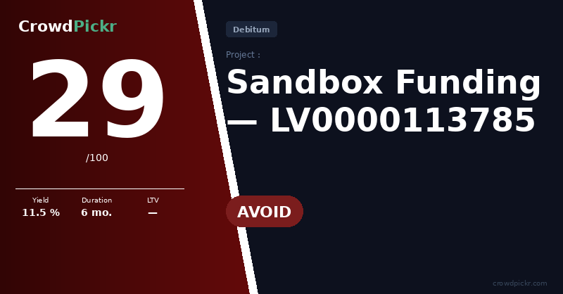 Score card — Sandbox Funding — LV0000113785