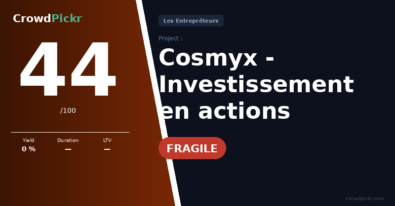 Score card — Cosmyx — Levée en actions ordinaires via SouvTech Invest