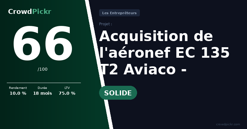 Score card — Acquisition de l'aéronef EC 135 T2 Aviaco - Tranche 1